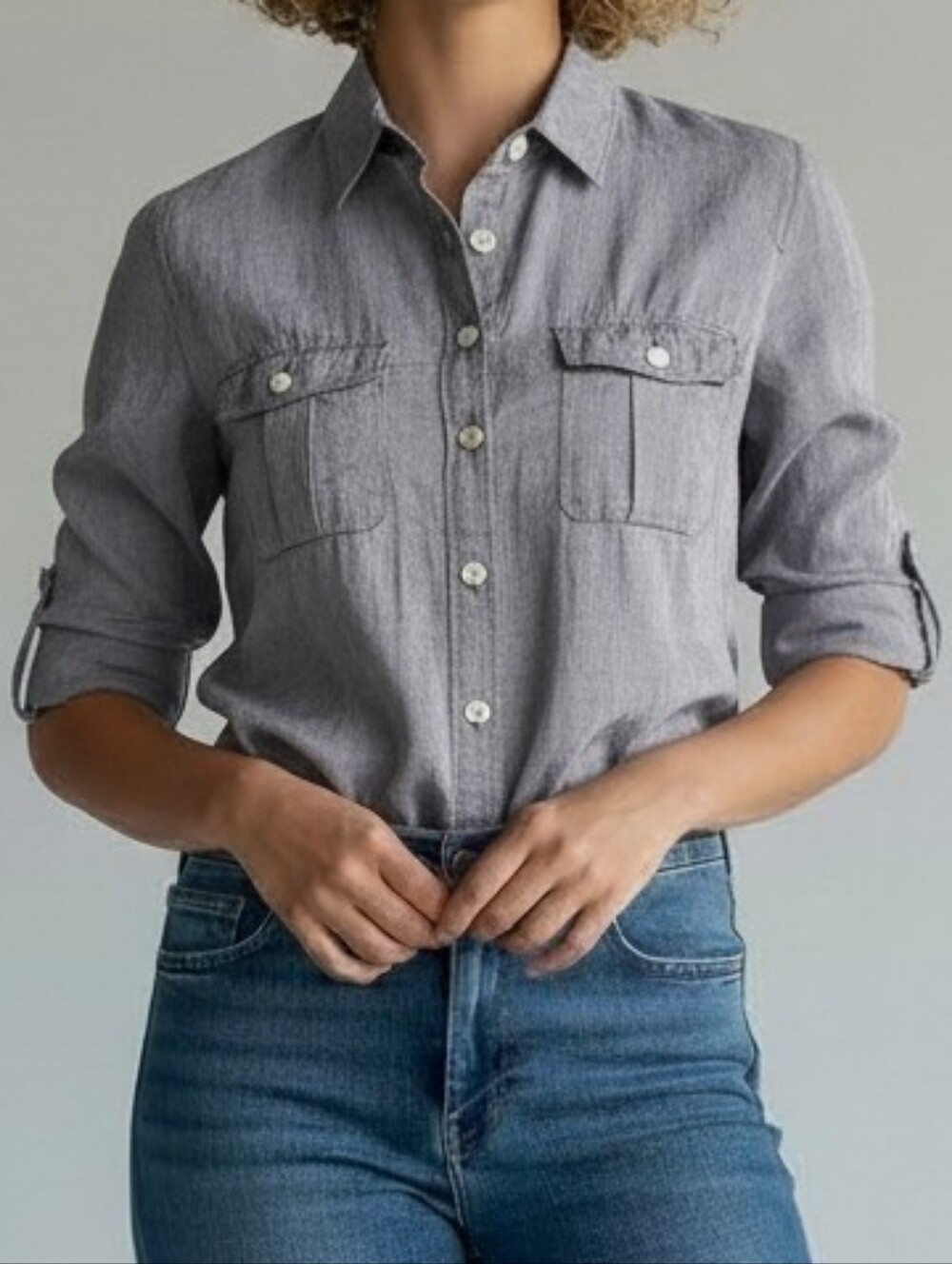 J. Crew Blue Gray Chambray "The Perfect" Button-Down Shirt S